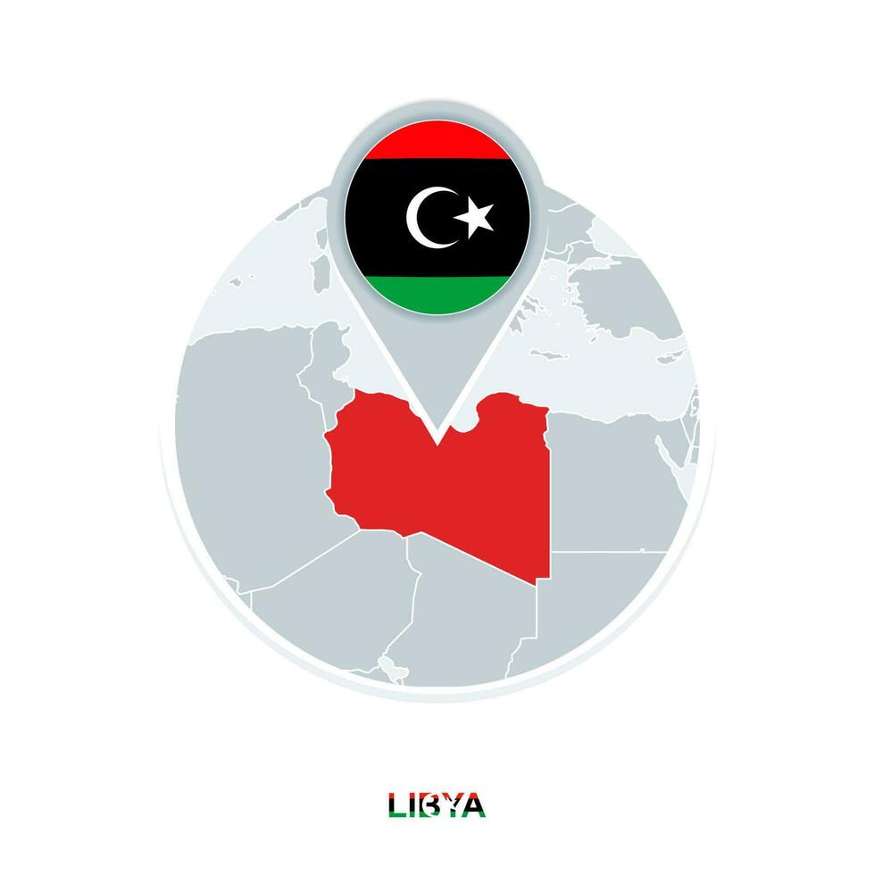 Libyen Karte und Flagge, Vektor Karte Symbol mit hervorgehoben Libyen