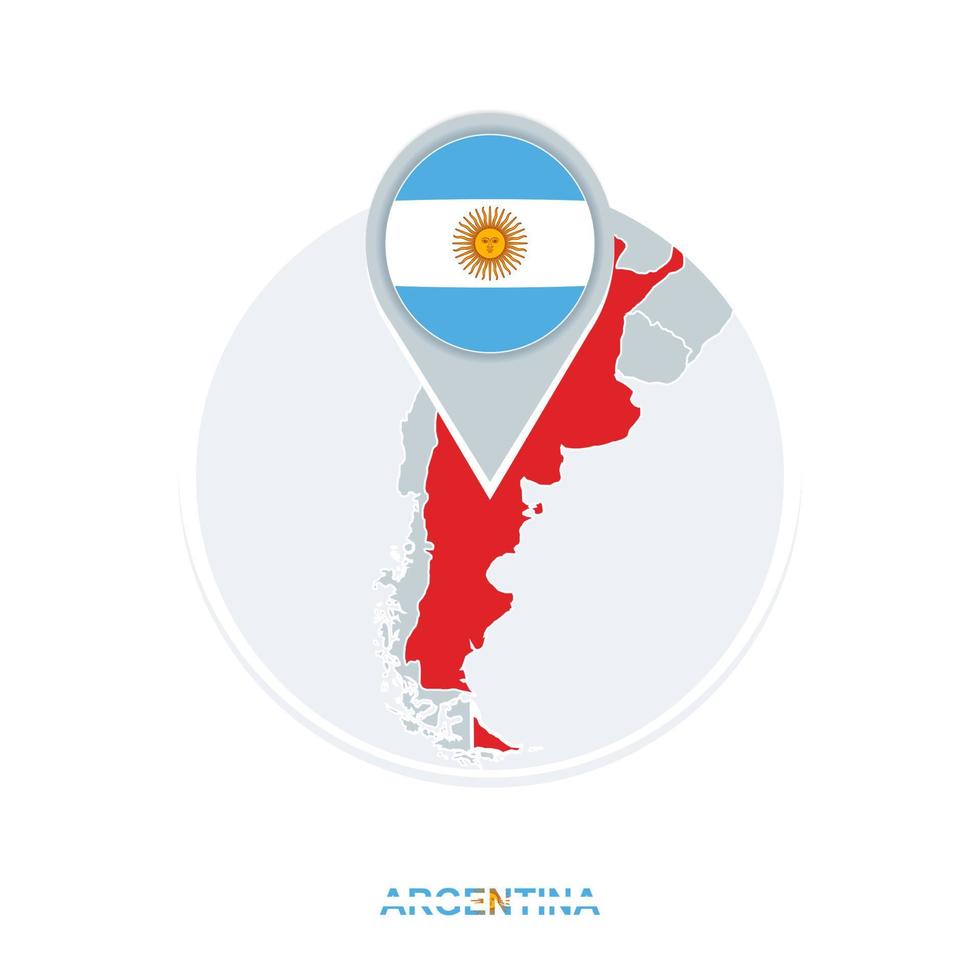 argentina Karta och flagga, vektor Karta ikon med markerad argentina
