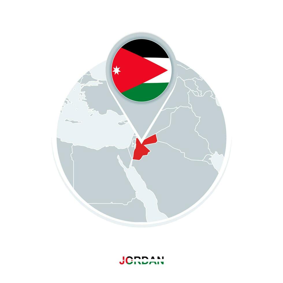 Jordan Karte und Flagge, Vektor Karte Symbol mit hervorgehoben Jordan