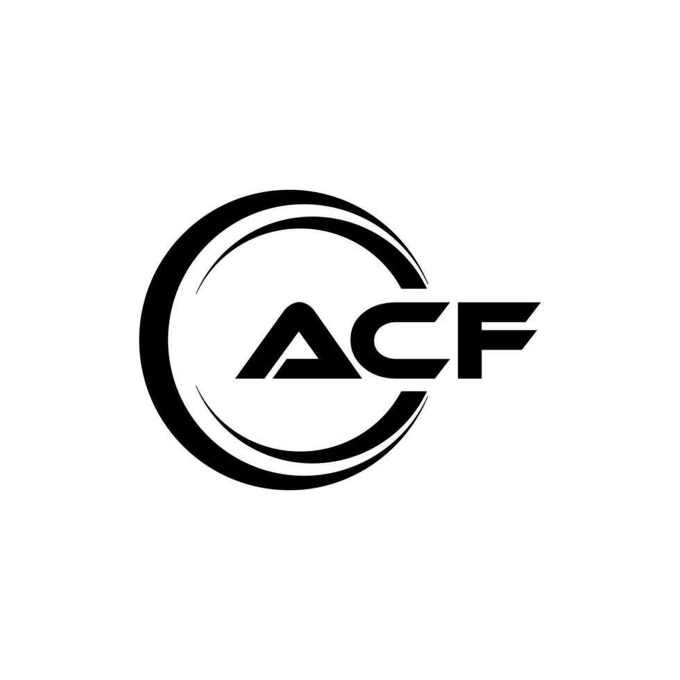 acf brev logotyp design i illustration. vektor logotyp, kalligrafi mönster för logotyp, affisch, inbjudan, etc.