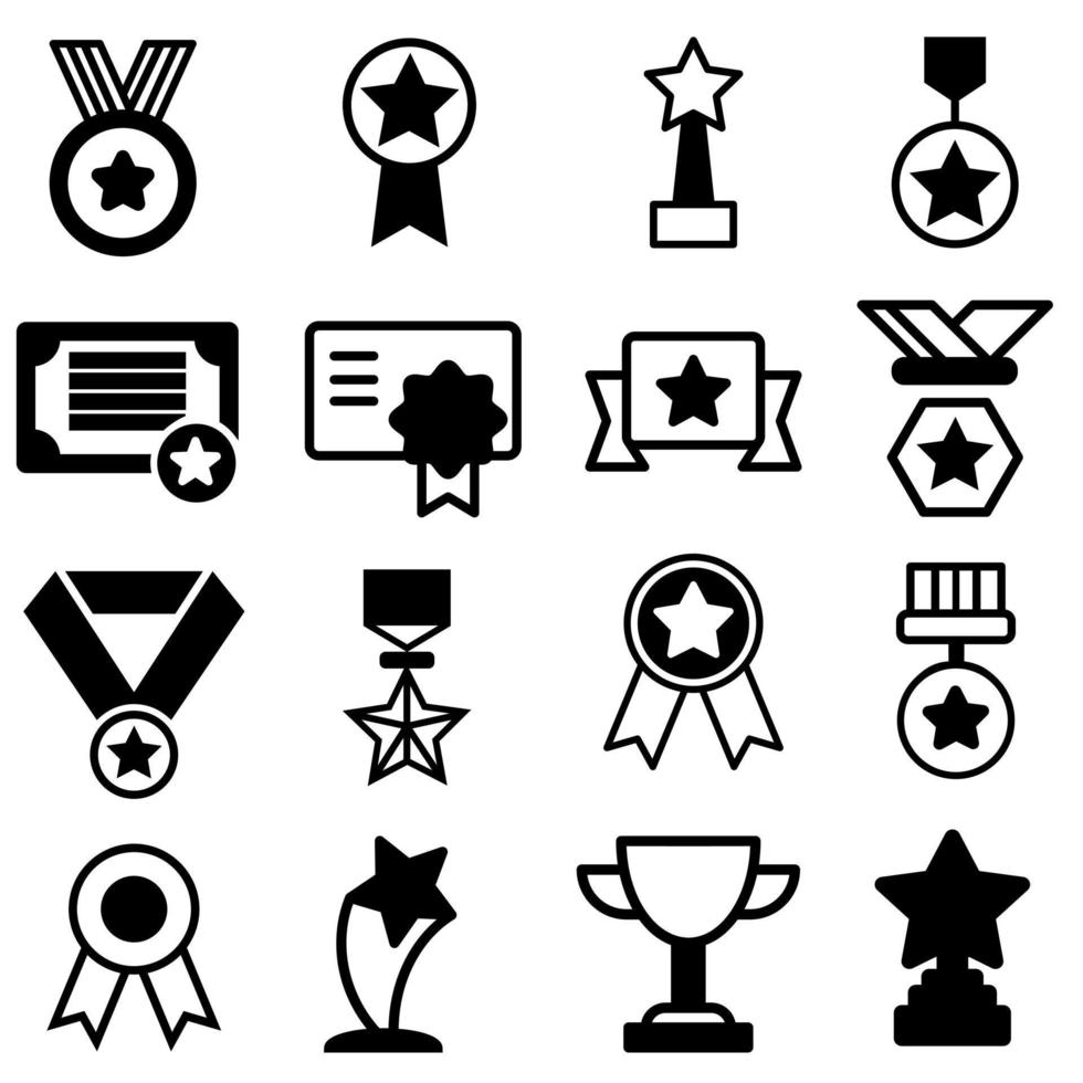 Auszeichnungen Icon-Vektor-Set. Sammlung von Trophäenillustrationszeichen. Gewinner-Symbol. vektor