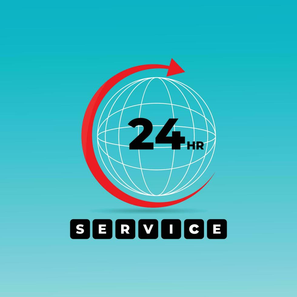24h Service. 24h Konzept mit Pfeil Symbol. vektor