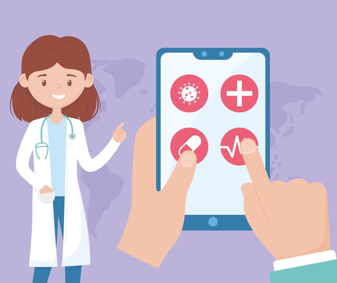 online vård med läkare på smarttelefonen vektor