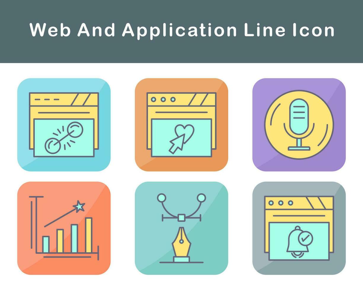 webb och Ansökan vektor ikon uppsättning
