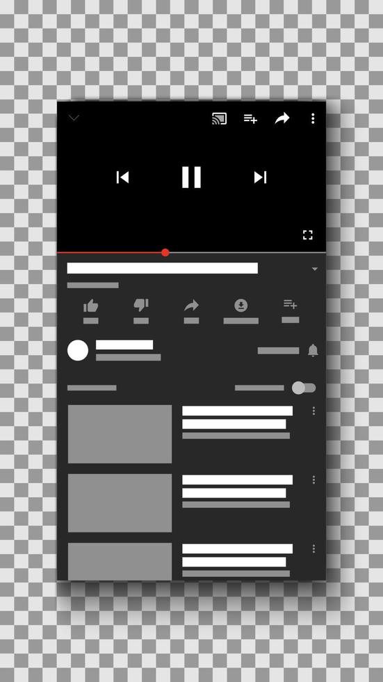 Social Media Video Player Handy-Benutzeroberfläche, Media Player Vorlage, Vektor-Illustration vektor