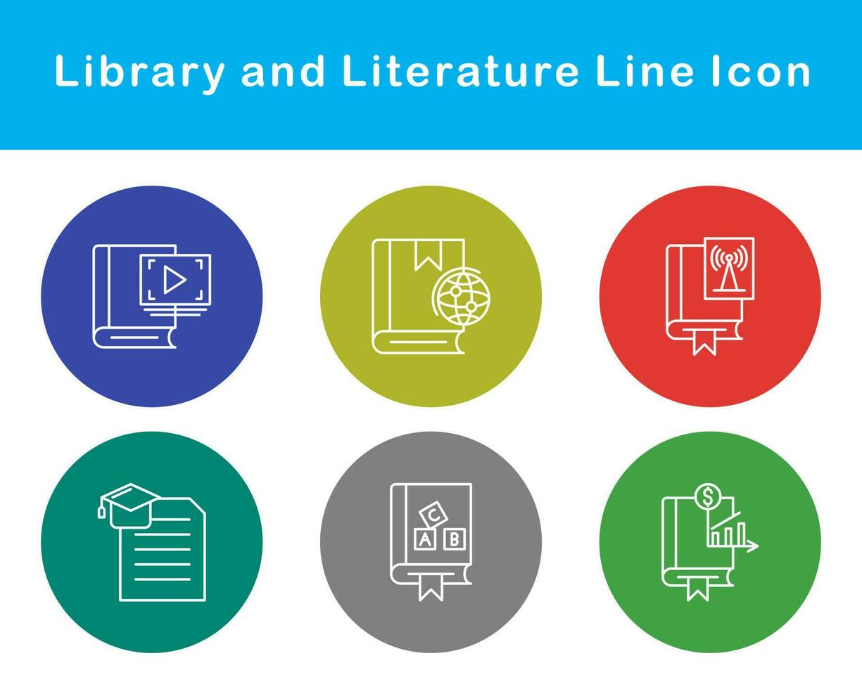 bibliotek och litteratur vektor ikon uppsättning