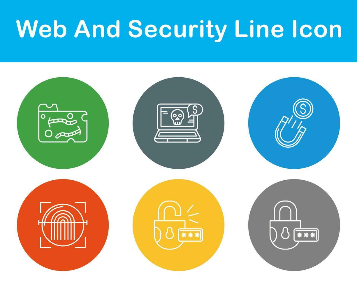 webb och säkerhet vektor ikon uppsättning