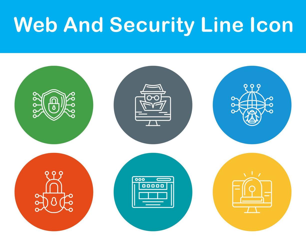 webb och säkerhet vektor ikon uppsättning