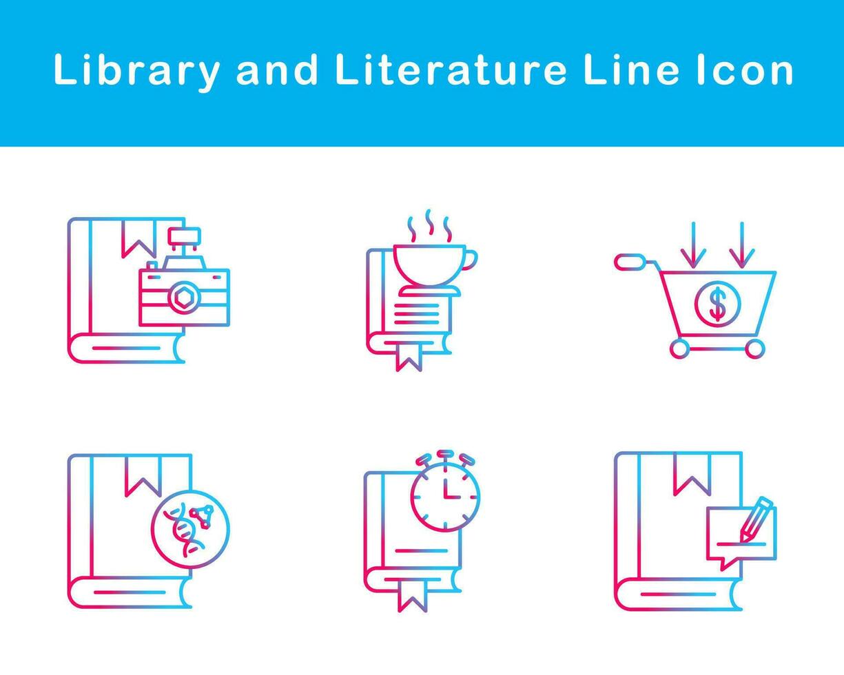 bibliotek och litteratur vektor ikon uppsättning