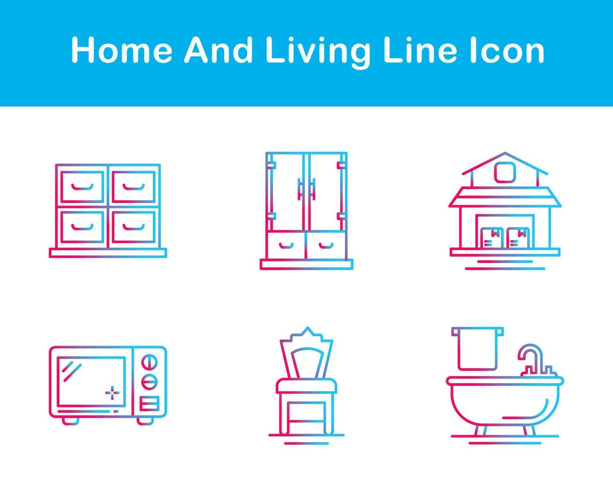Hem och levande vektor ikon uppsättning
