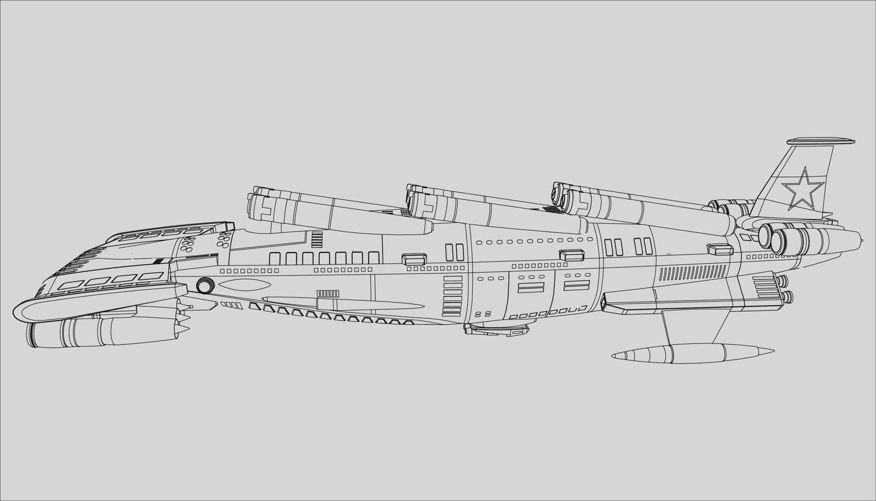 lineart från rymdskeppet vektor