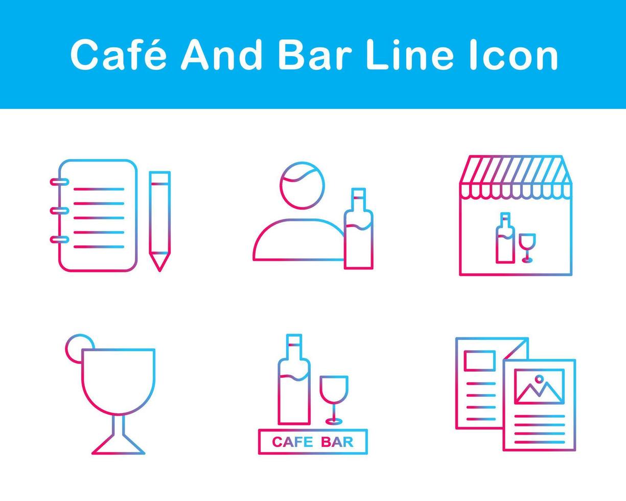 Cafe und Bar Vektor Symbol einstellen