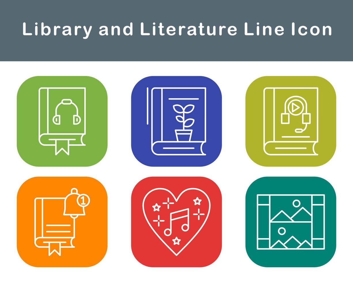 bibliotek och litteratur vektor ikon uppsättning