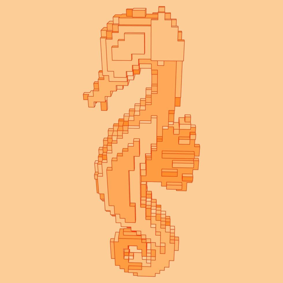 voxel design av en sjöhäst vektor