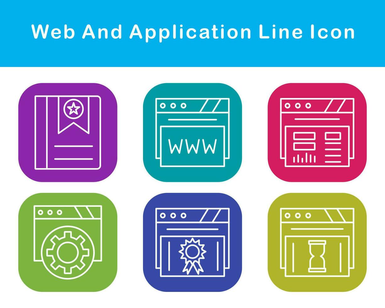webb och Ansökan vektor ikon uppsättning