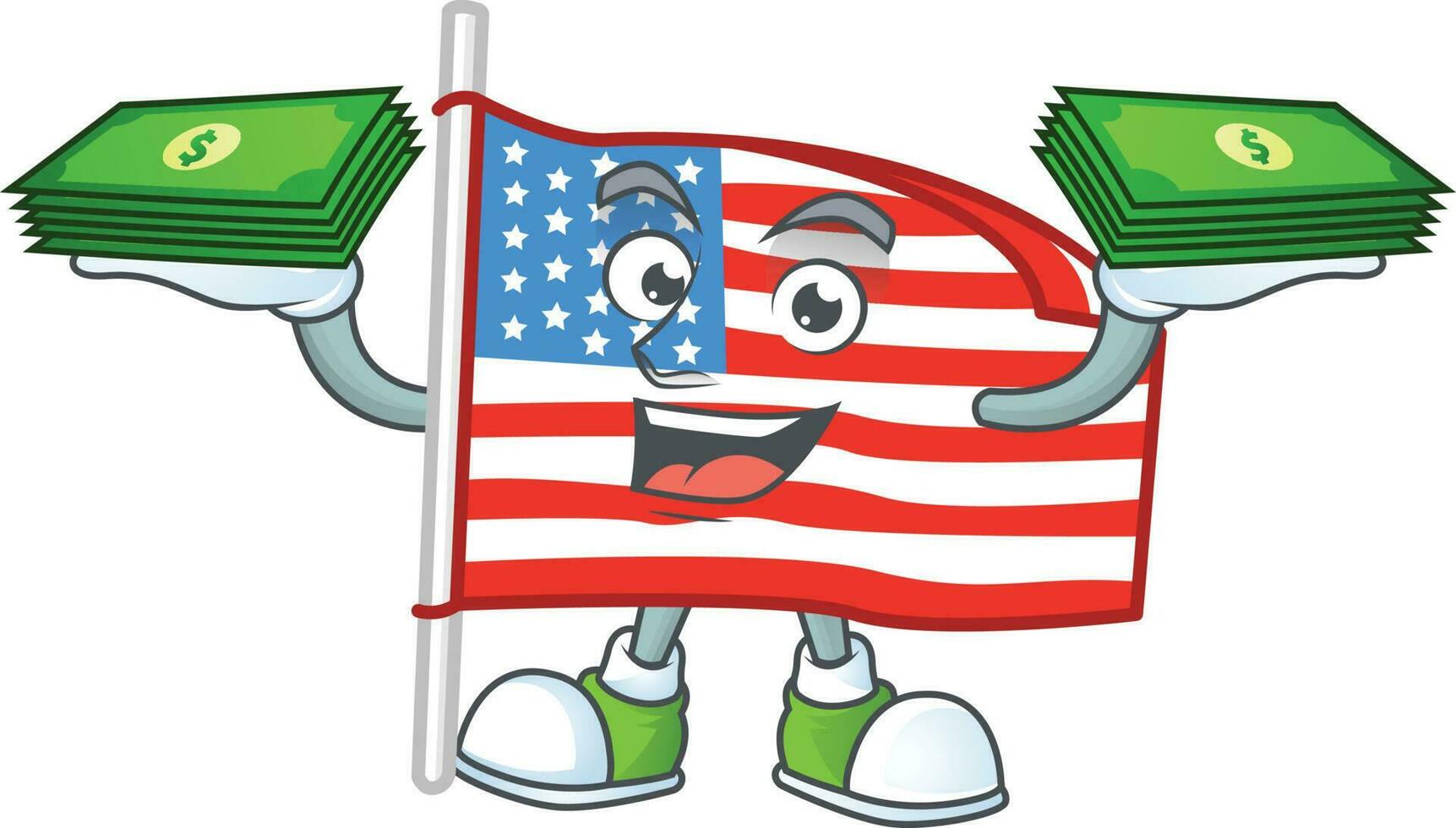USA Flagge mit Pole Symbol Design vektor