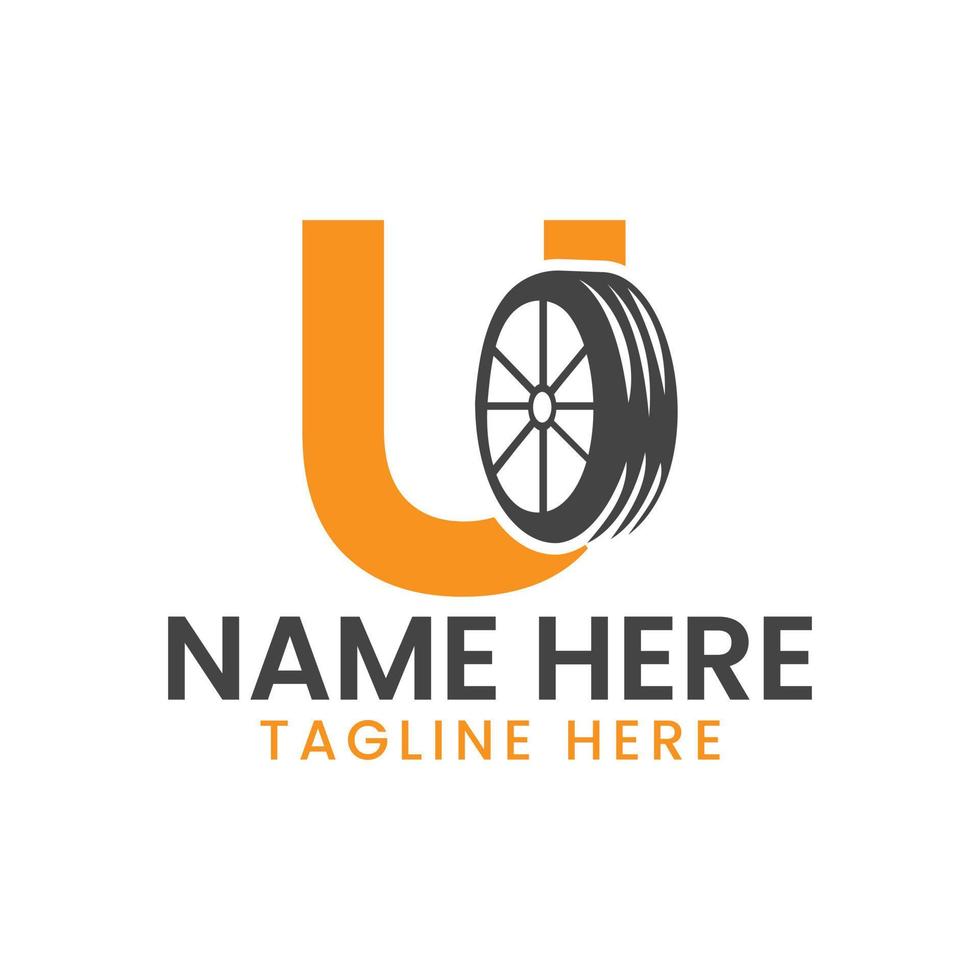 Brief u Reifen Logo zum Auto Reparatur Automobil Motor- Logo Design Vektor Vorlage
