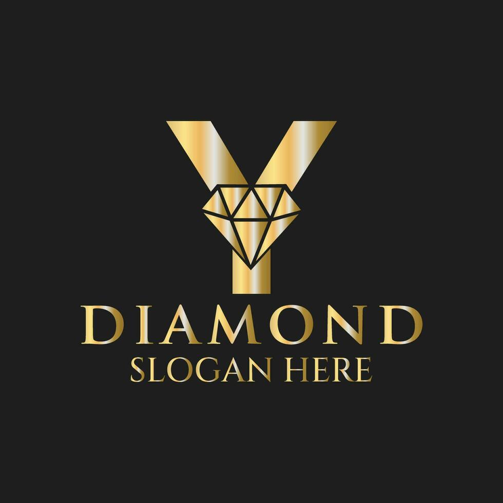 brev y diamant logotyp design. Smycken logotyp med diamant ikon vektor mall