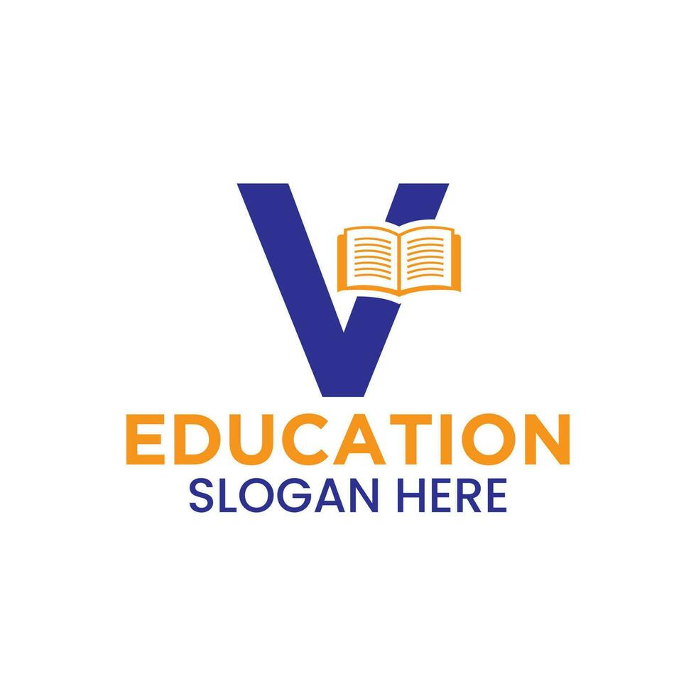 Brief v Bildung Logo Konzept mit öffnen Buch Symbol Vorlage vektor