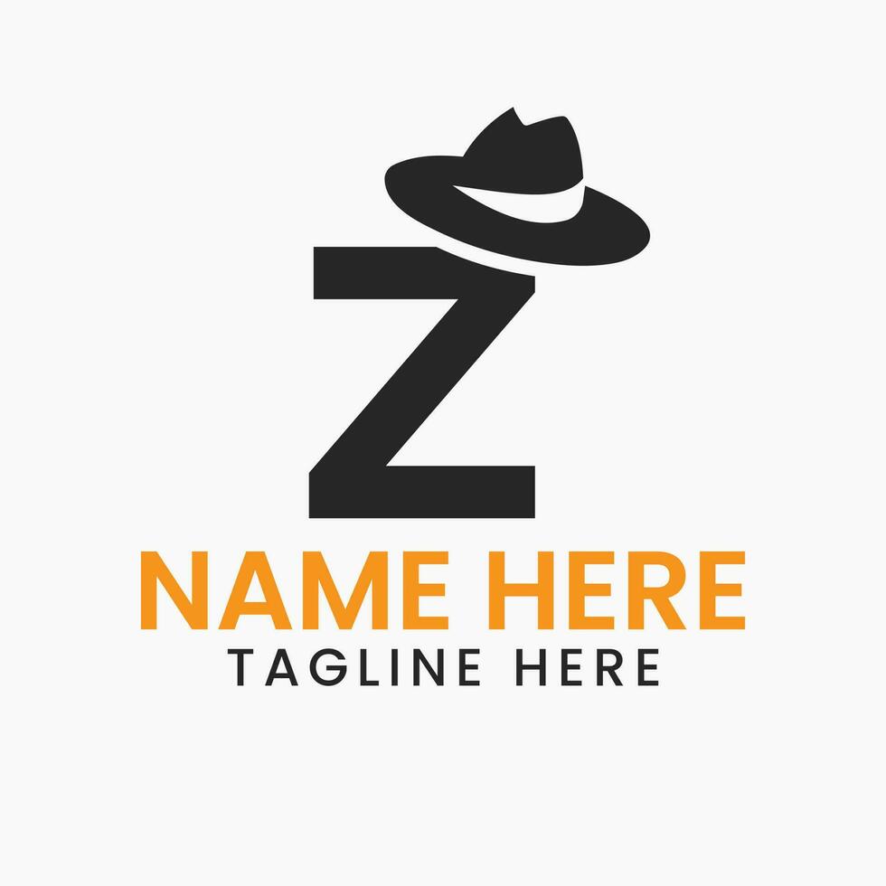 Brief z Herren Hut Logo Design Konzept mit Cowboy Hut Symbol Vorlage vektor