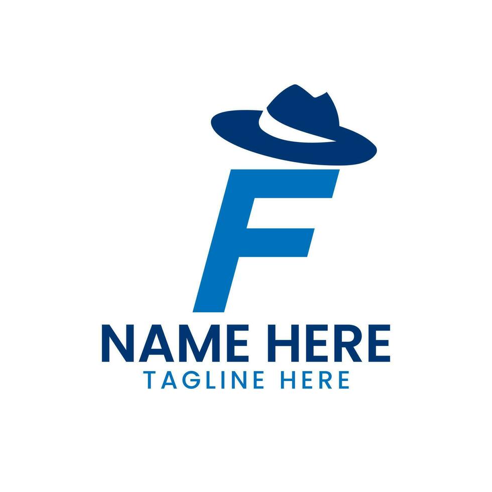 Brief f Herren Hut Logo Design Konzept mit Cowboy Hut Symbol Vorlage vektor