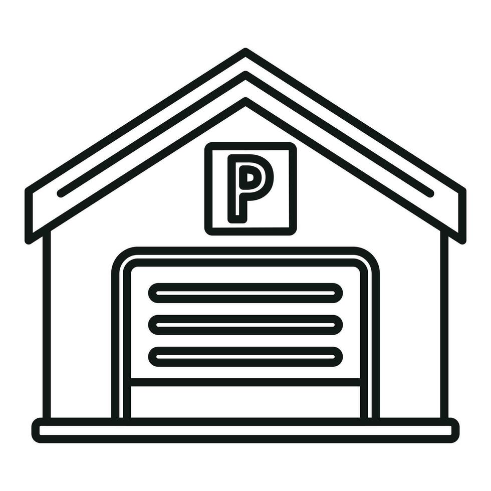 Parkplatz Garage Symbol Gliederung Vektor. Auto LKW vektor