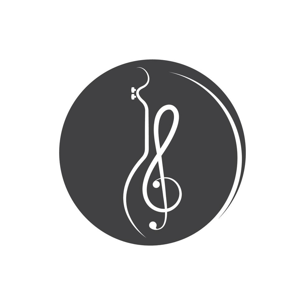 Hinweis Gitarre Symbol Logo Vektor Illustration Design