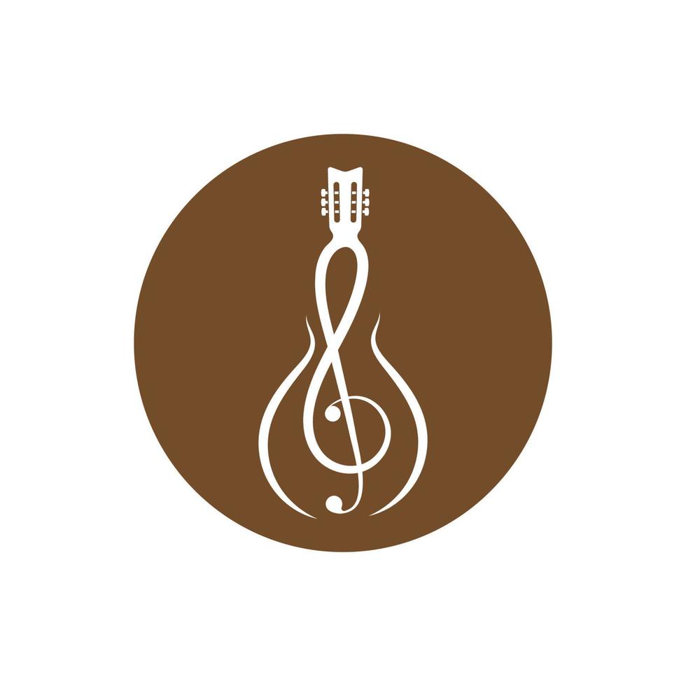 Hinweis Gitarre Symbol Logo Vektor Illustration Design
