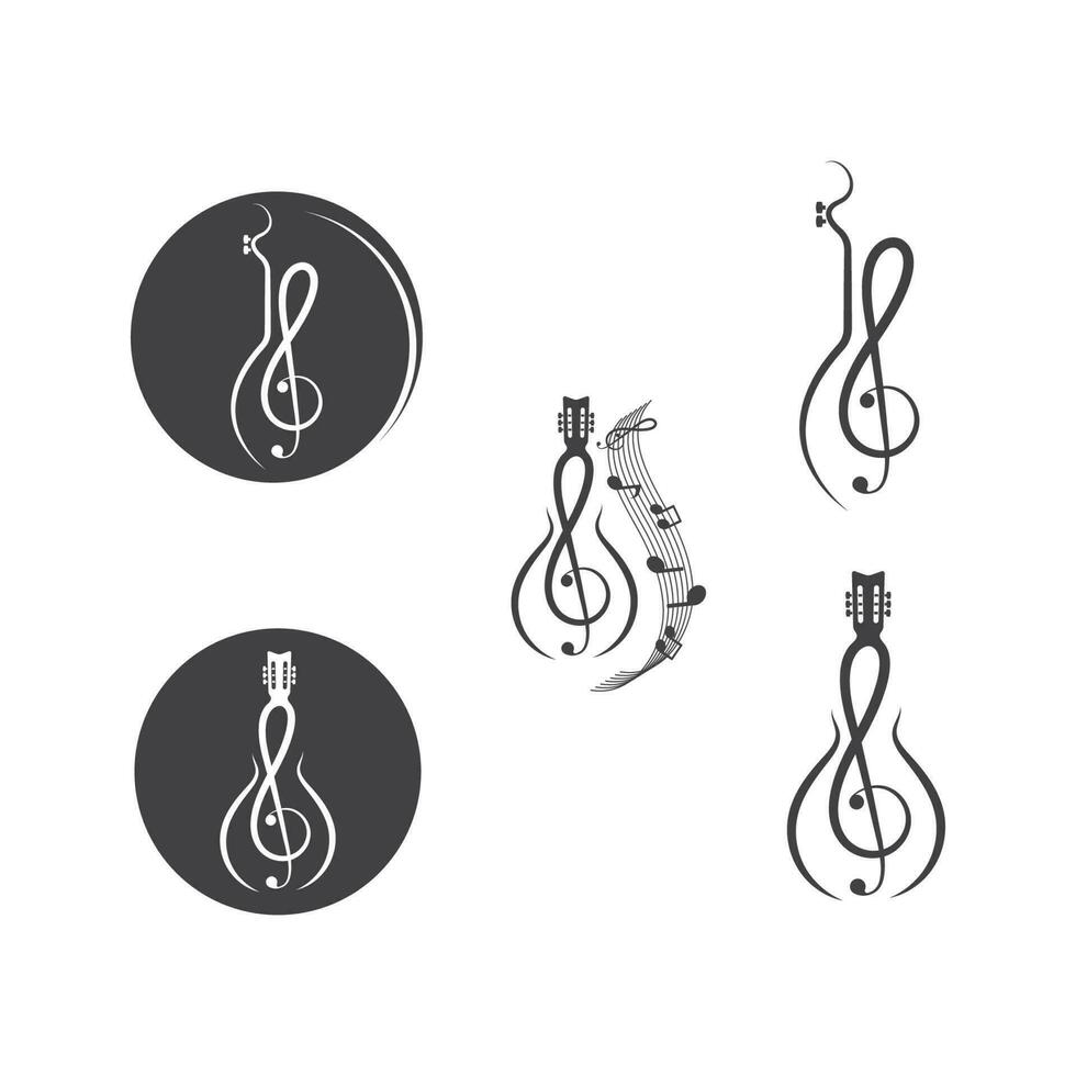 musik notera ikon logotyp vektor illustration design