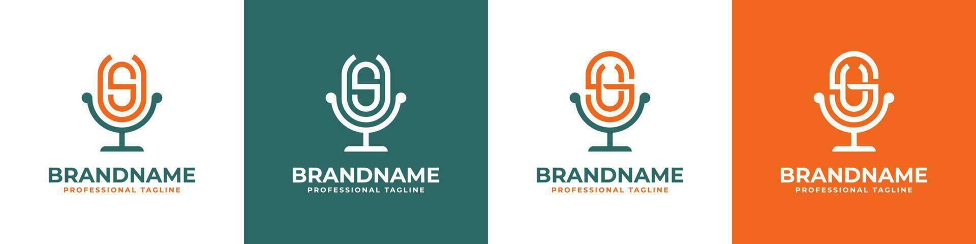 brev su eller oss podcast logotyp, lämplig för några företag relaterad till mikrofon med su eller oss initialer. vektor