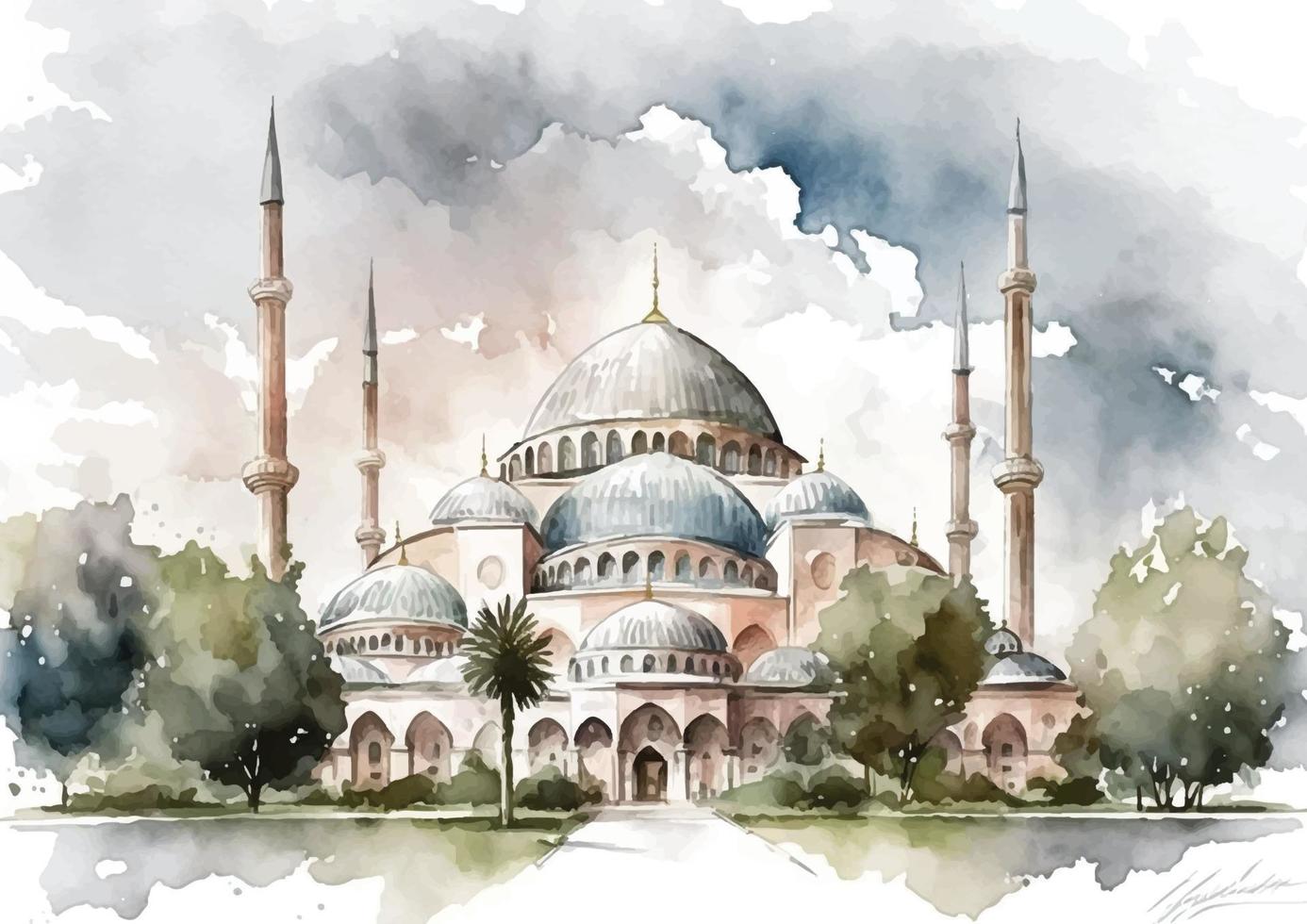 ein elegant Vektor Aquarell von selimiye Moschee