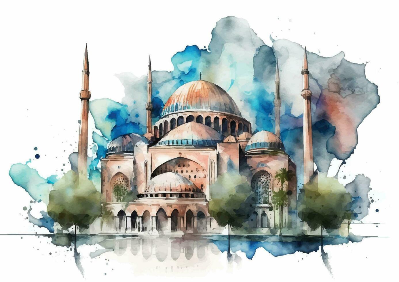 Aquarell Illustration von das zeitlos selimiye Moschee vektor