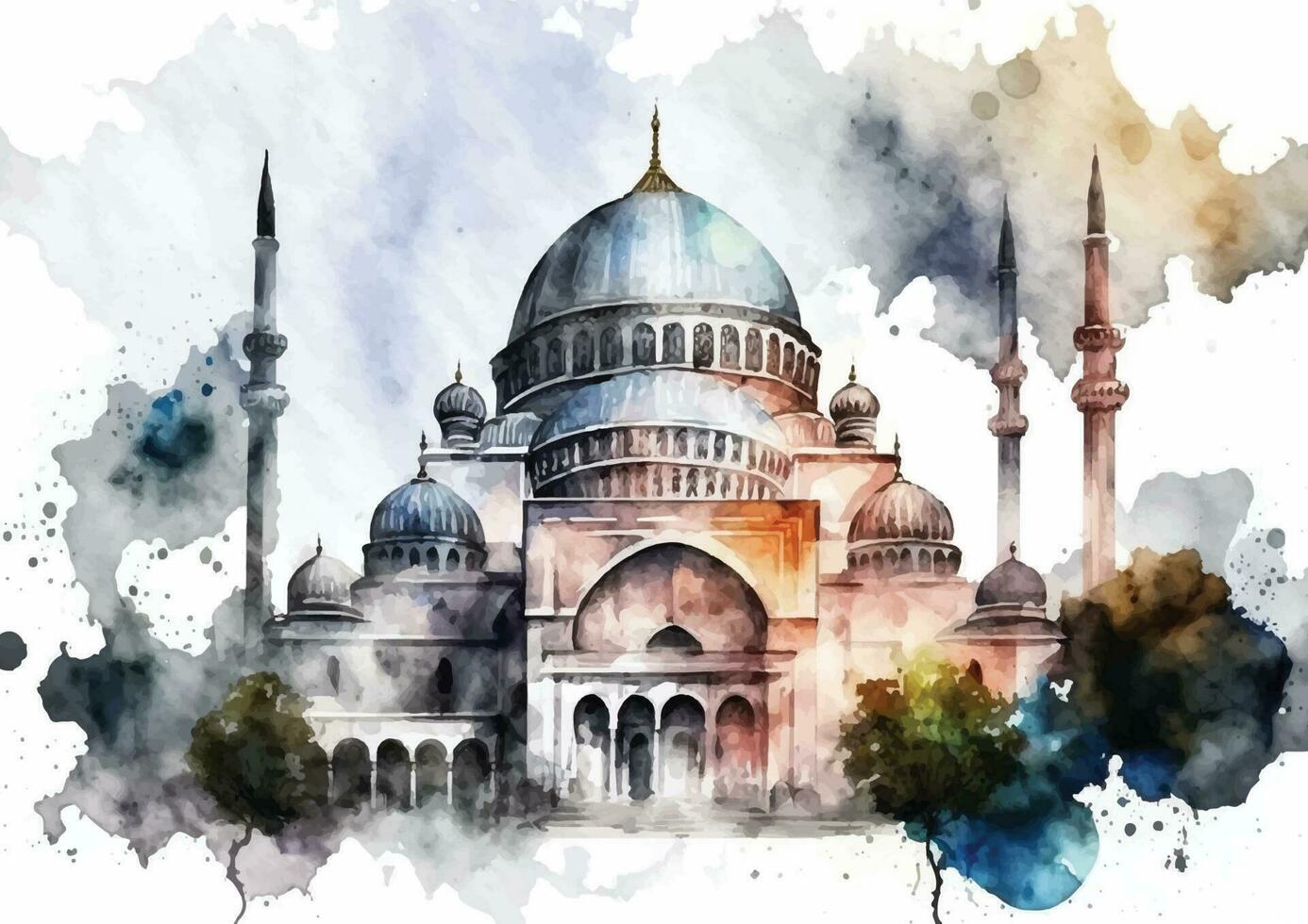 ein schön Aquarell Illustration von selimiye Moschee vektor