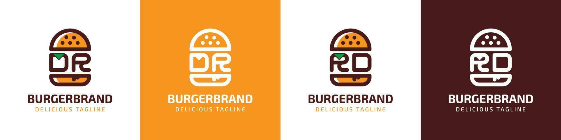 brev dr och rd burger logotyp, lämplig för några företag relaterad till burger med dr eller rd initialer. vektor