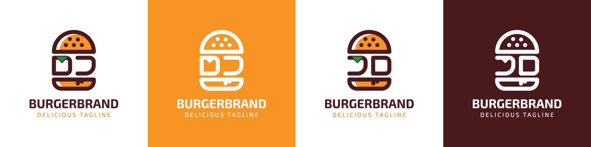 Brief dj und jd Burger Logo, geeignet zum irgendein Geschäft verbunden zu Burger mit dj oder jd Initialen. vektor
