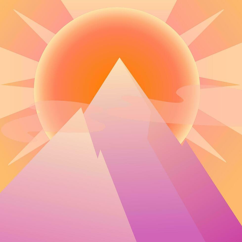 Berg gegen das Hintergrund von ein Sonnenuntergang im ein Gradient vektor