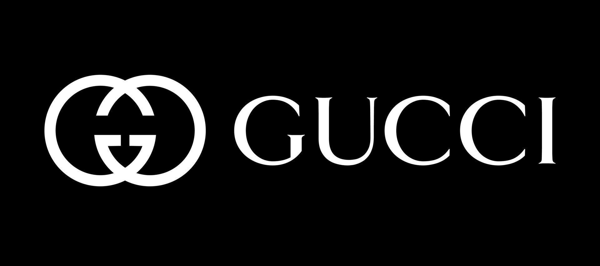 gucci logotyp - gucci ikon med typsnitt på svart bakgrund vektor