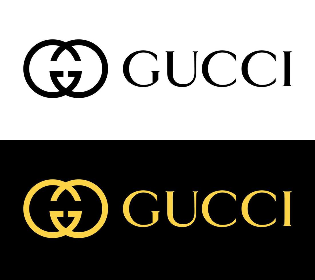 Gucci Logo - - Gucci Symbol mit Schrift auf Weiß und schwarz Hintergrund vektor