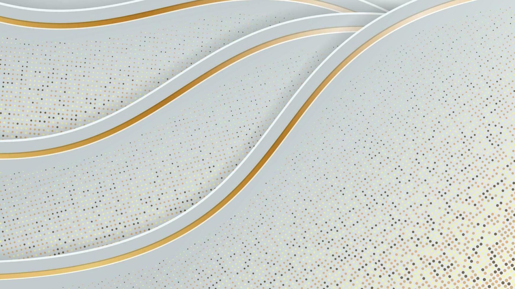 abstrakt vit lutning bakgrund med kurva guld linje vektor
