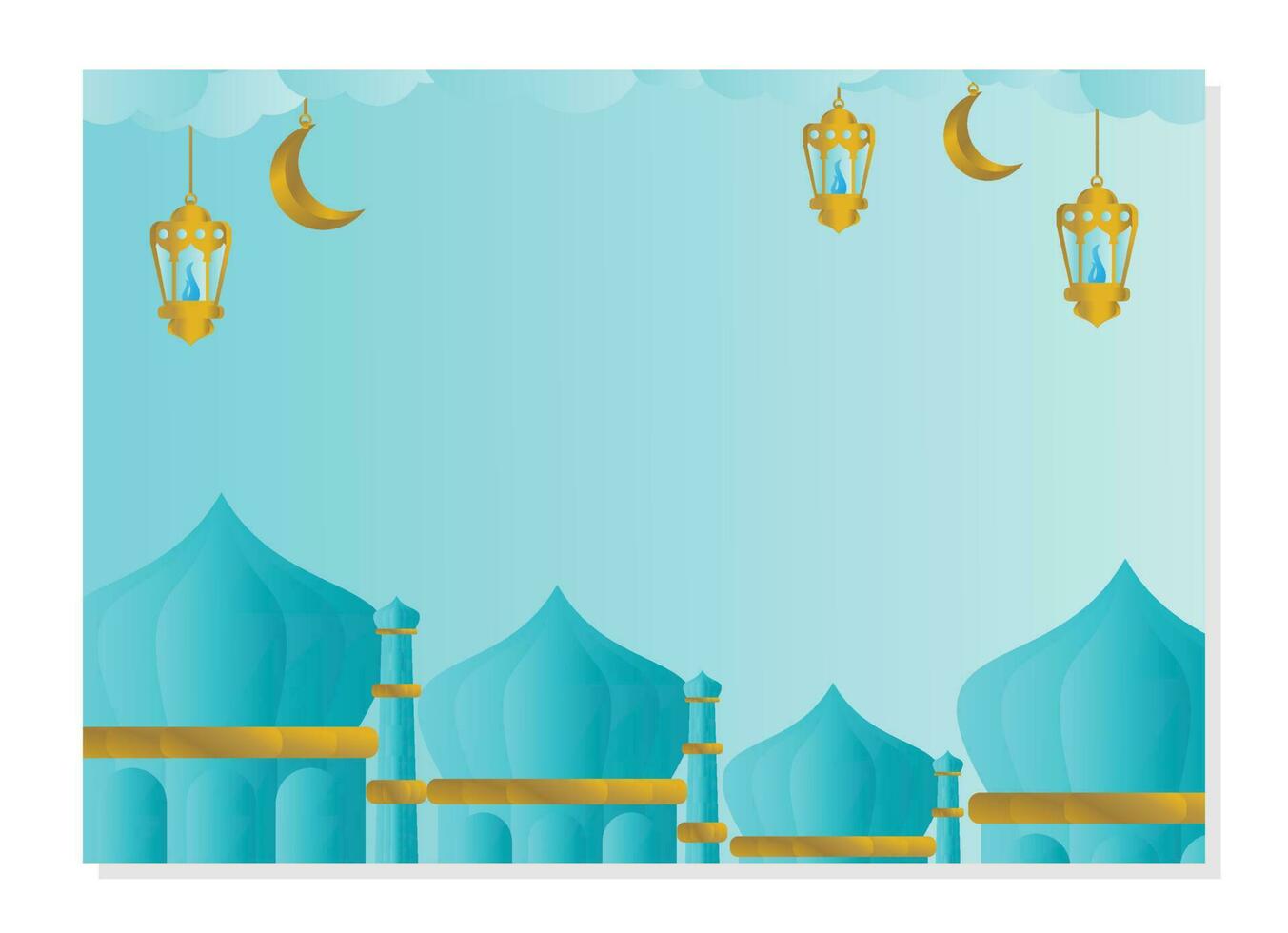 islamisch Blau Farbe Hintergrund mit Ornament von Laterne, Mond, Wolke und Moschee, Ramadan Banner Design und Gruß Karte Vorlage. vektor