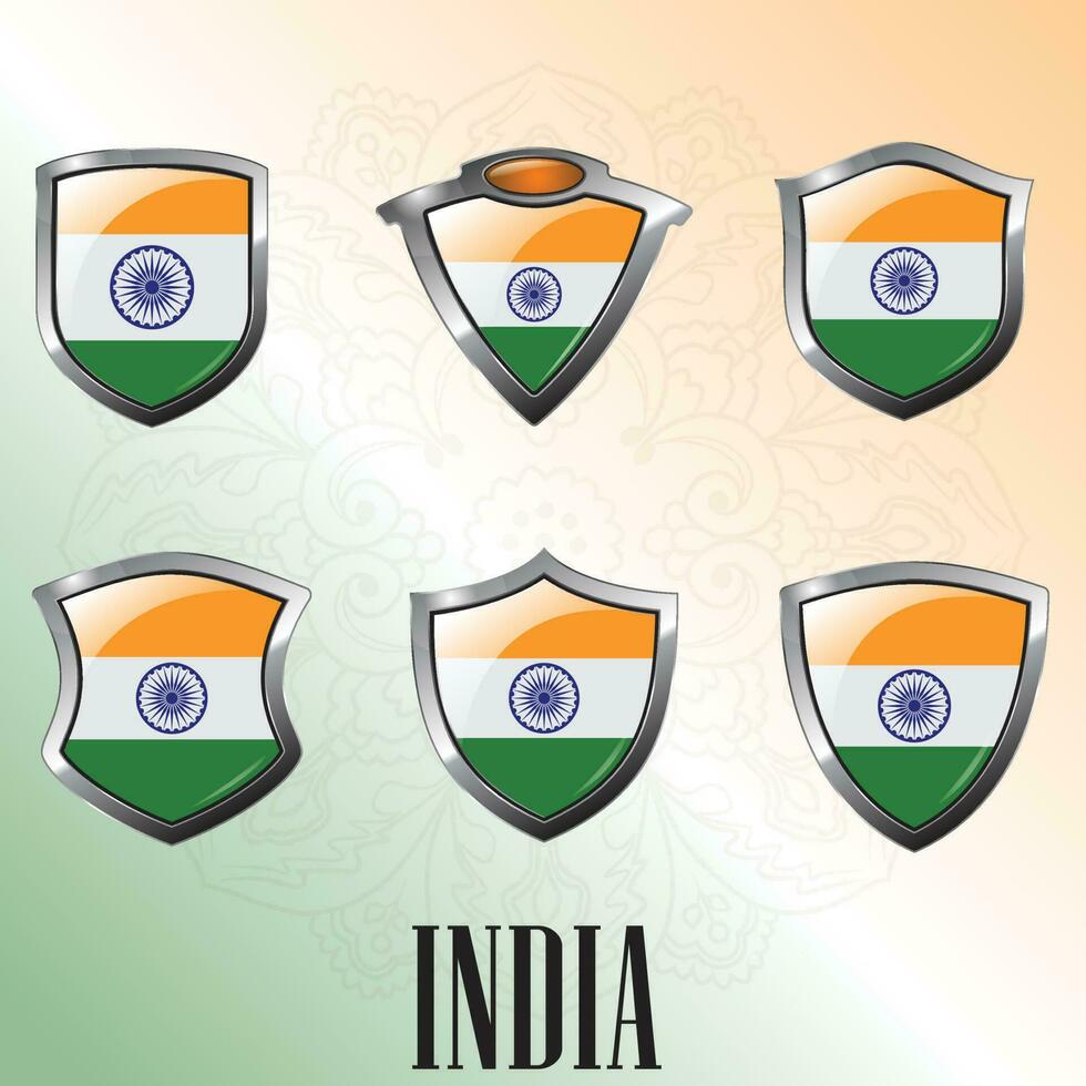 platt design Indien nationell ikon skydda vektor