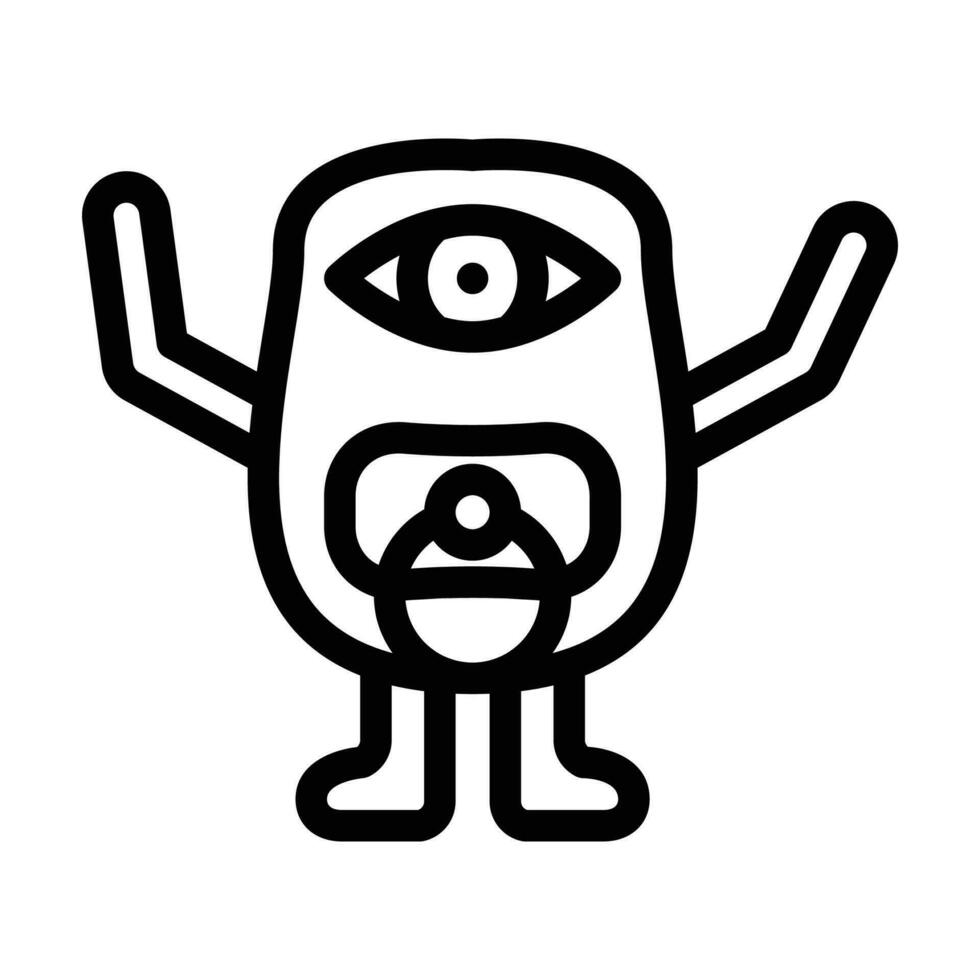 Baby Monster- Außerirdischer Linie Symbol Vektor Illustration