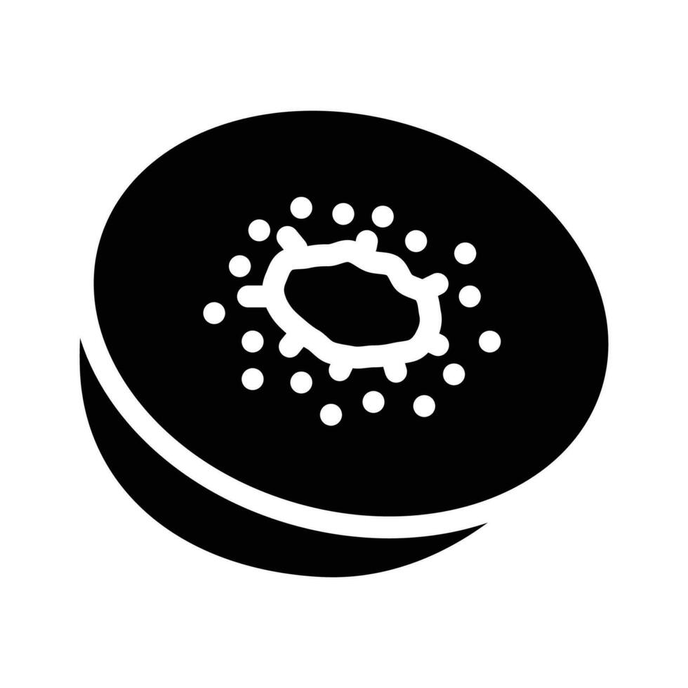 Schnitt Kiwi Obst Glyphe Symbol Vektor Illustration