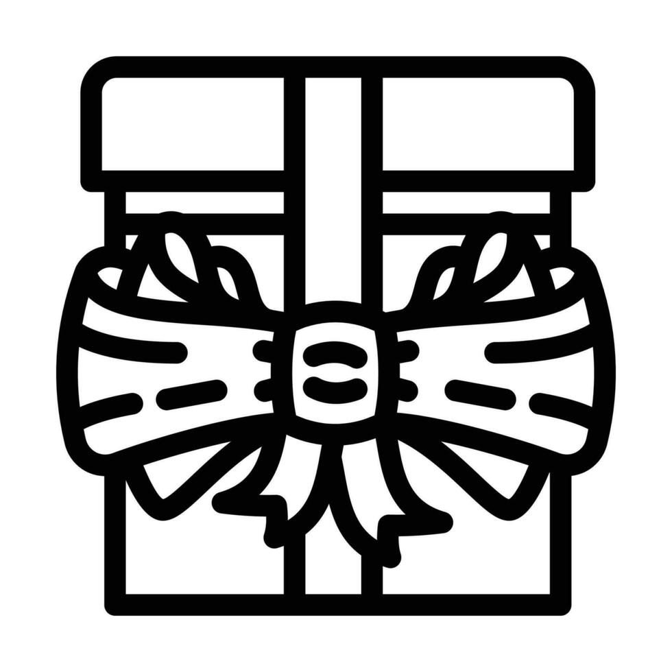 Bogen Geschenk Box Linie Symbol Vektor Illustration