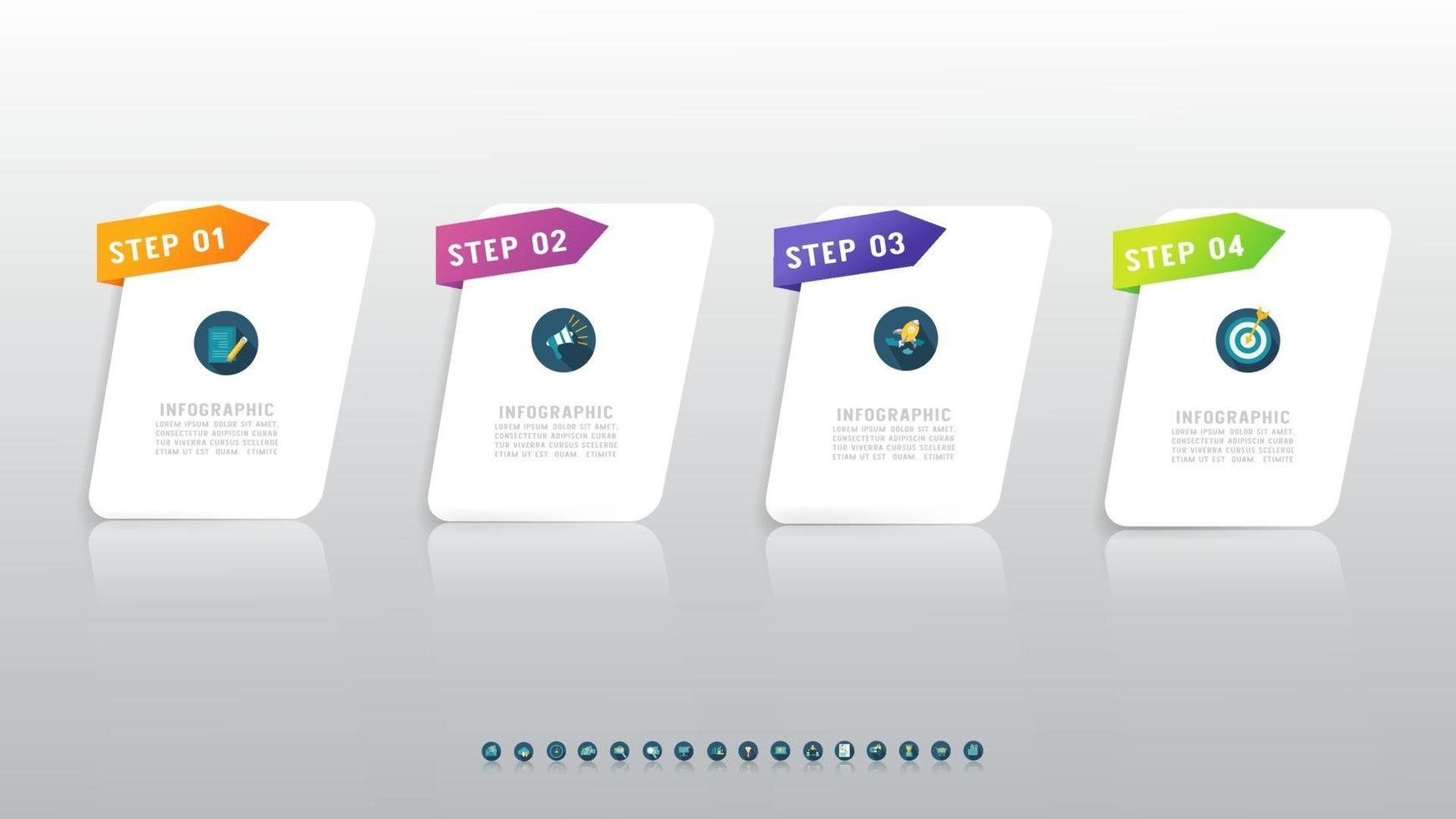 moderne Infografik-Vorlage mit 4 Schritten für das Workflow-Layout. vektor