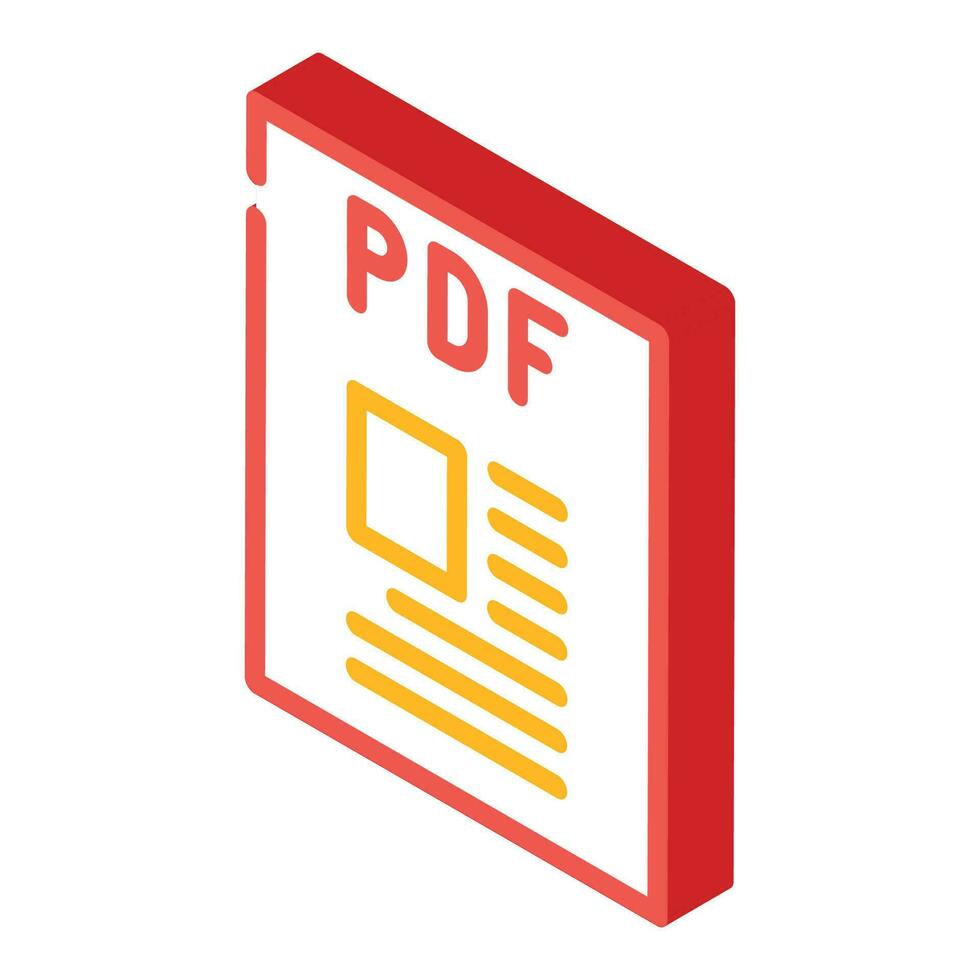 pdf Datei Format dokumentieren isometrisch Symbol Vektor Illustration