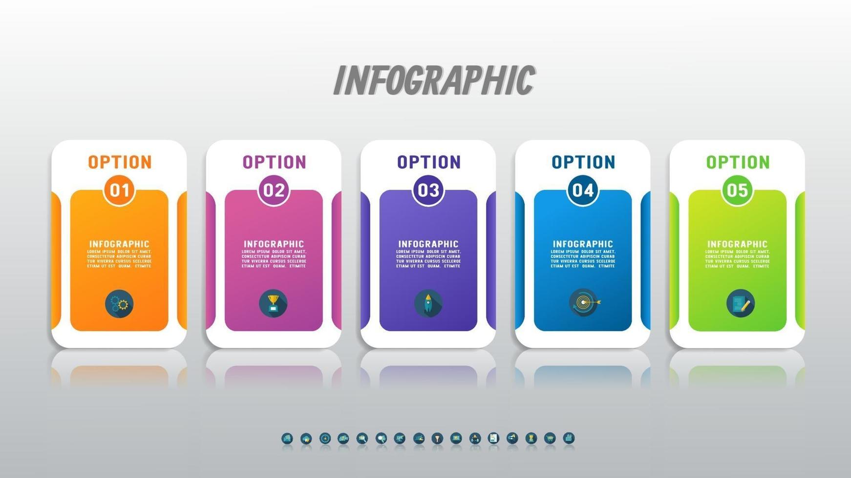 Timeline Infografik Design mit Symbolen 5 Schritte. vektor