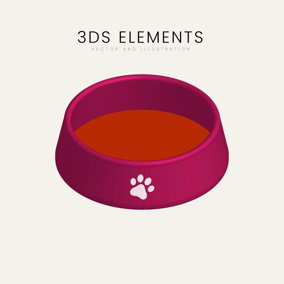 3ds Element, Objekt zum Hunde. Hund Essen Teller 3d Vektor, Illustration vektor