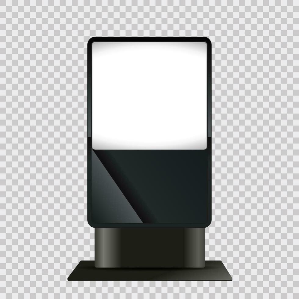 xstativ ljus anslagstavla, ljus låda mock-up för på genomskinlighet bakgrund, använda sig av som reklam tecken styrelse mock-up vektor illustration
