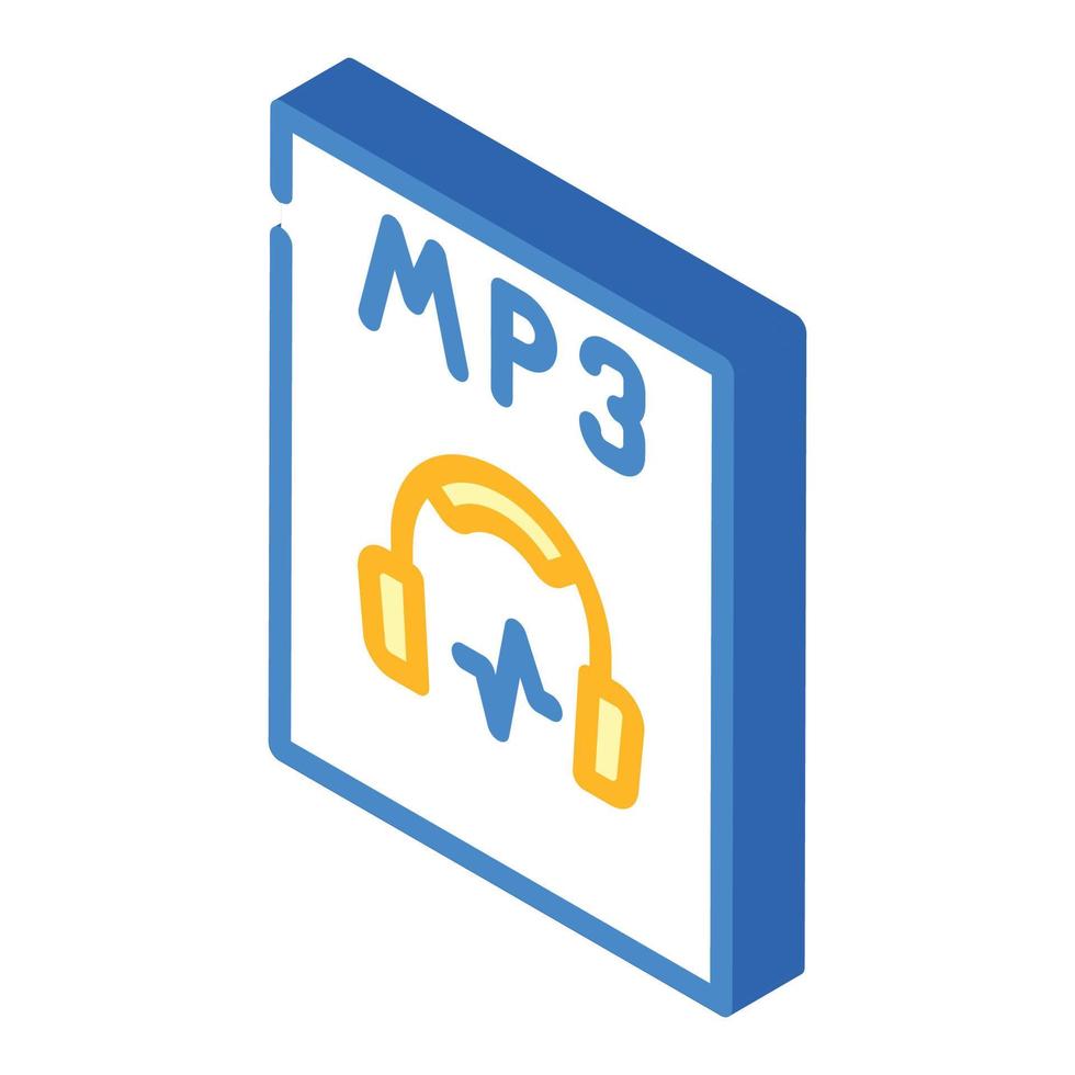 mp3 fil formatera dokumentera isometrisk ikon vektor illustration